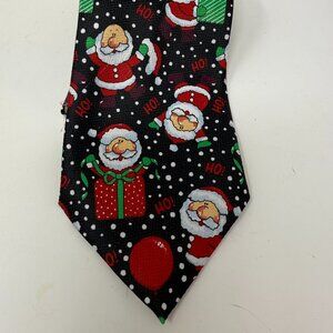 The Christmas Collection Novelty Necktie Santa Claus Presents Balloons polka-dot